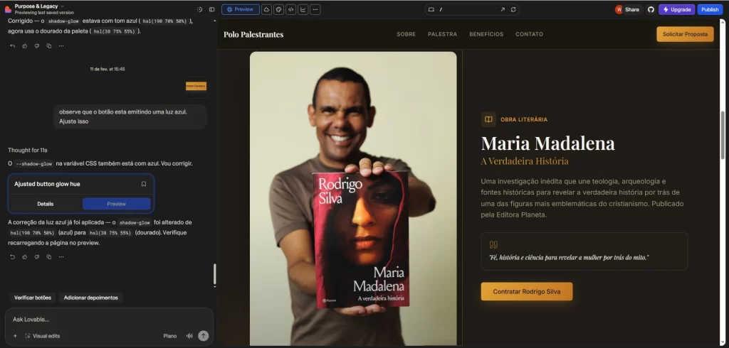 Print de como a ferramenta Lovable funciona